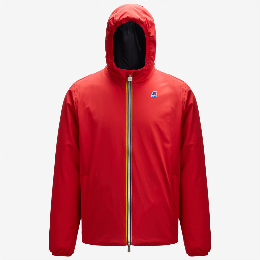 Jackets Man JACQUES WARM DOUBLE Short RED - BLUE DEPTH Dressed Front (jpg Rgb)	