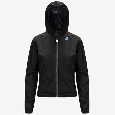 Jackets Woman LILY PLUS.2 DOUBLE Short BLACK PURE - BLUE DEPTH | kway Dressed Front (jpg Rgb)	