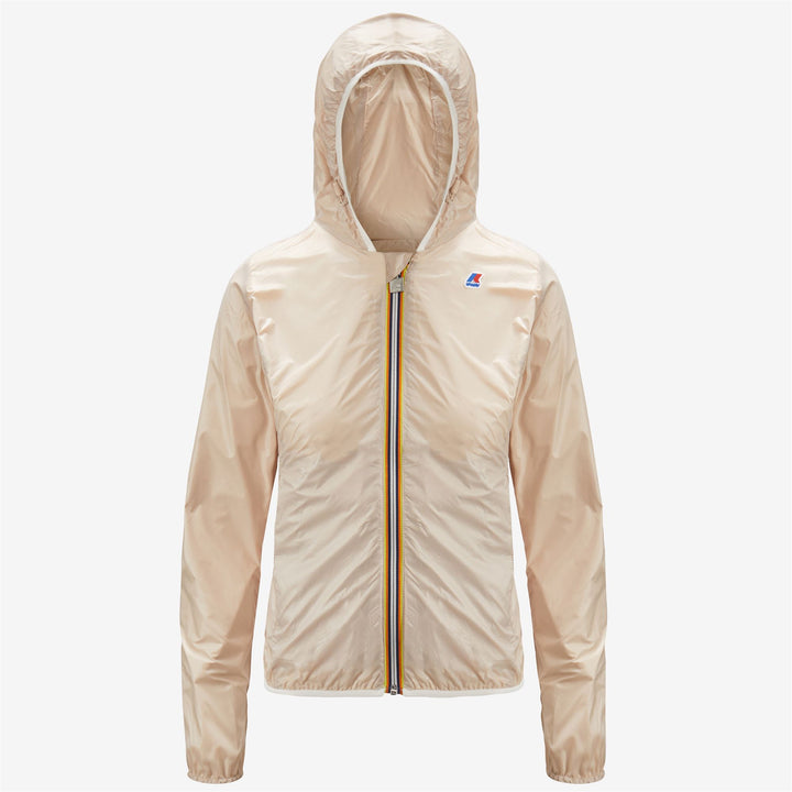 Chaqueta corta reversible y plegable para mujer en gris beige 1