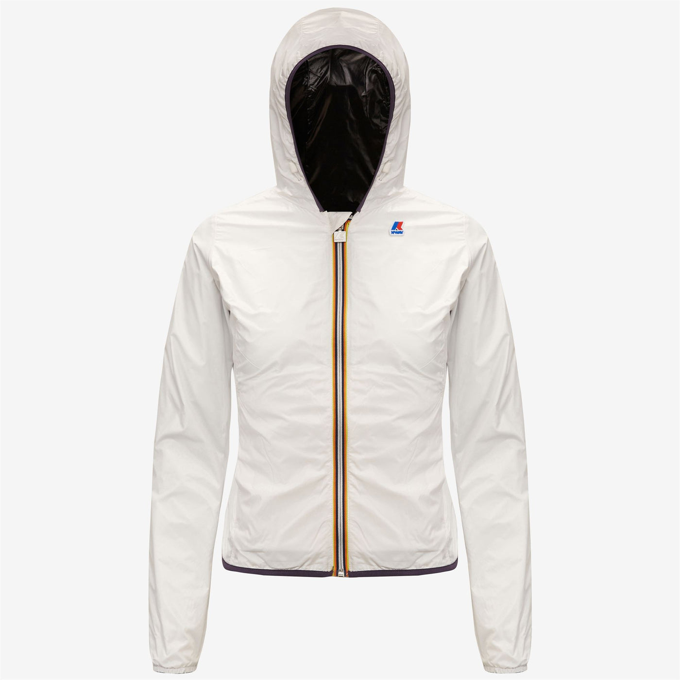 Jackets Woman LILY PLUS.2 DOUBLE Short VIOLET - WHITE | kway Dressed Front (jpg Rgb)	