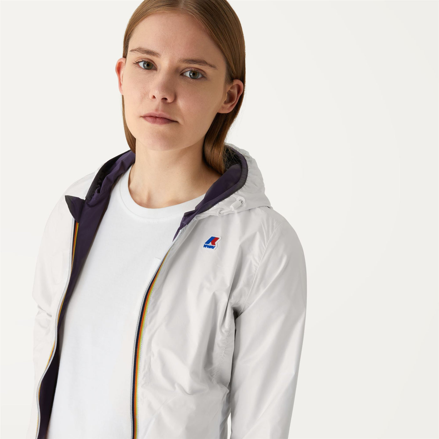 Jackets Woman LILY PLUS.2 DOUBLE Short VIOLET - WHITE | kway Detail Double				