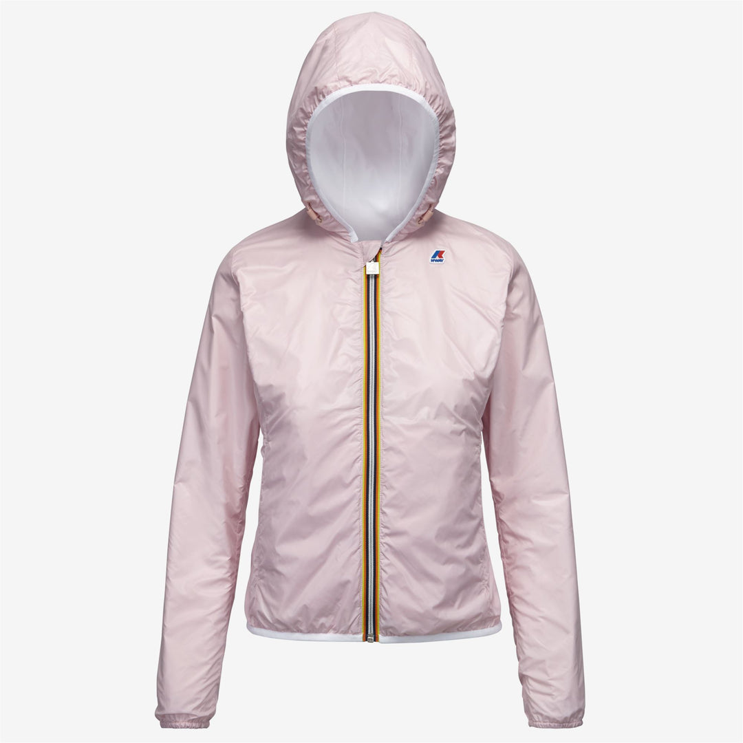 Jackets Woman LILY PLUS.2 DOUBLE Short WHITE - PINK ROSE Dressed Front (jpg Rgb)	