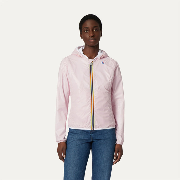 Jackets Woman LILY PLUS.2 DOUBLE Short WHITE - PINK ROSE Detail Double				