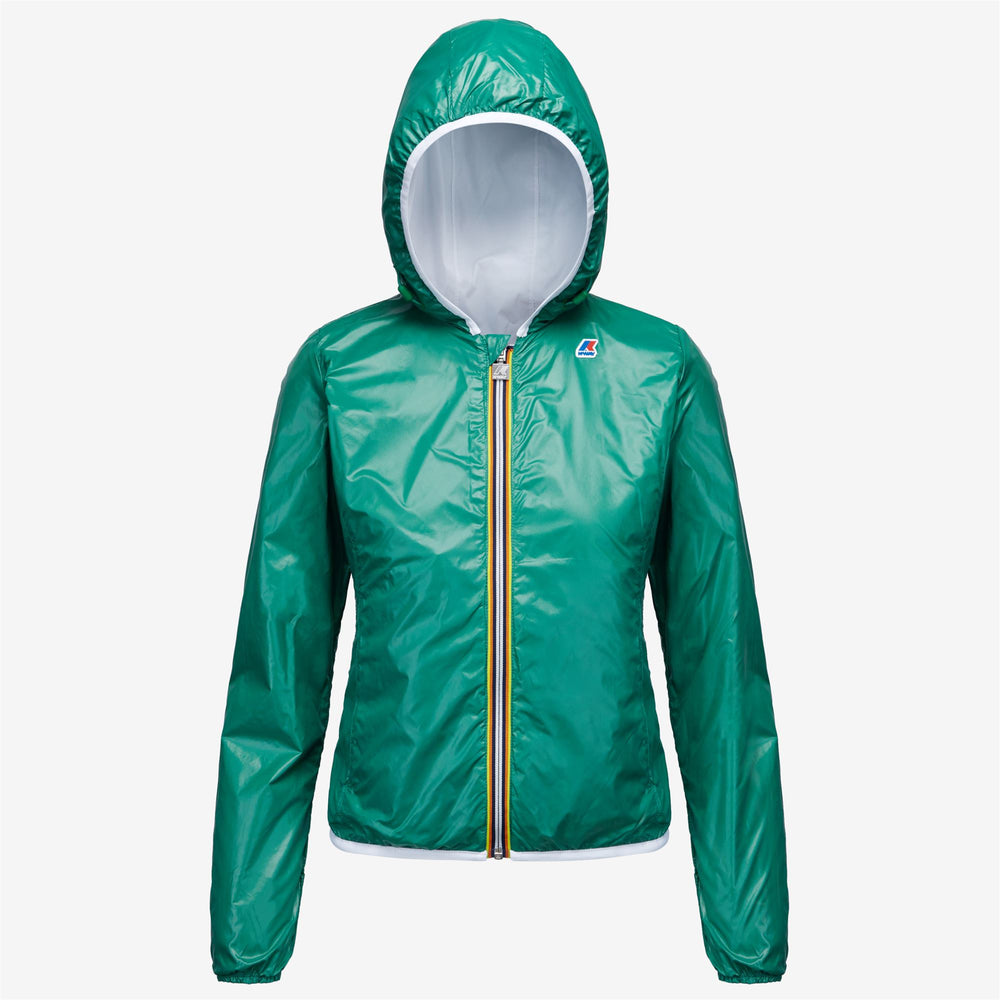Jackets Woman LILY PLUS.2 DOUBLE Short WHITE-GREEN M Dressed Front (jpg Rgb)	