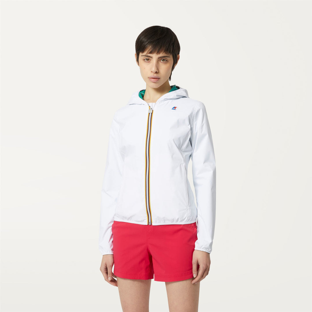 Jackets Woman LILY PLUS.2 DOUBLE Short WHITE-GREEN M Dressed Back (jpg Rgb)		