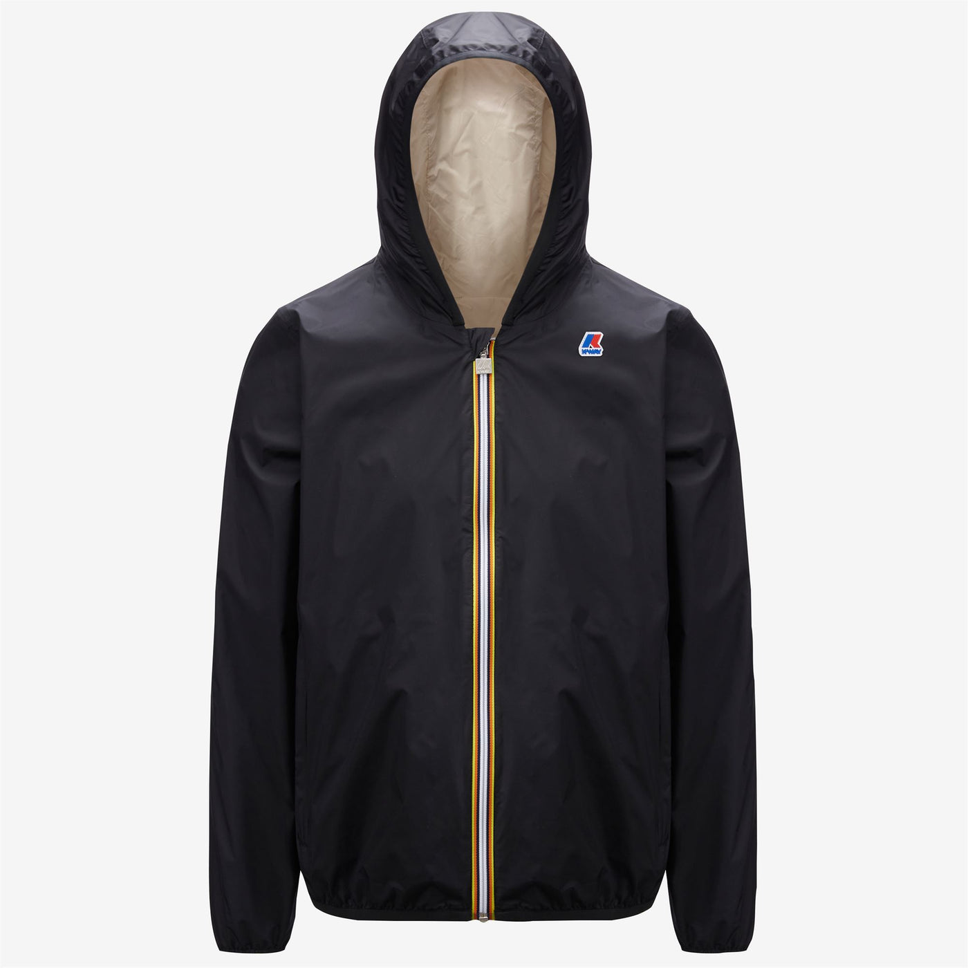 Jackets Man JACQUES PLUS.2 DOUBLE Short BLACK PURE - BEIGE GREY | kway Dressed Front (jpg Rgb)	