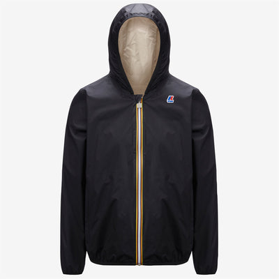 Jackets Man JACQUES PLUS.2 DOUBLE Short BLACK PURE - BEIGE GREY | kway Dressed Front (jpg Rgb)	