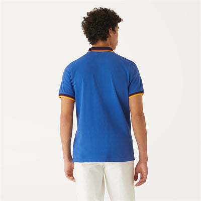 Polo Shirts Man VINCENT TOTAL CONTRAST STRETCH Polo BLUE ROYAL MARINE Dressed Front Double		