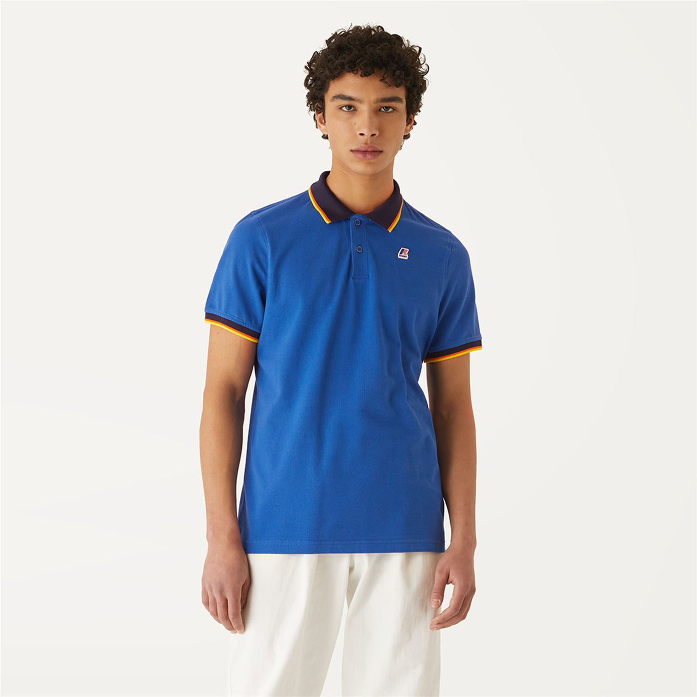 Polo Shirts Man VINCENT TOTAL CONTRAST STRETCH Polo BLUE ROYAL MARINE Dressed Back (jpg Rgb)		