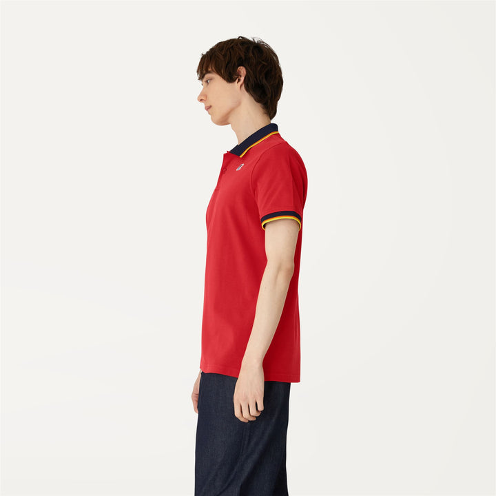Polo Shirts Man VINCENT TOTAL CONTRAST STRETCH Polo RED Detail (jpg Rgb)			