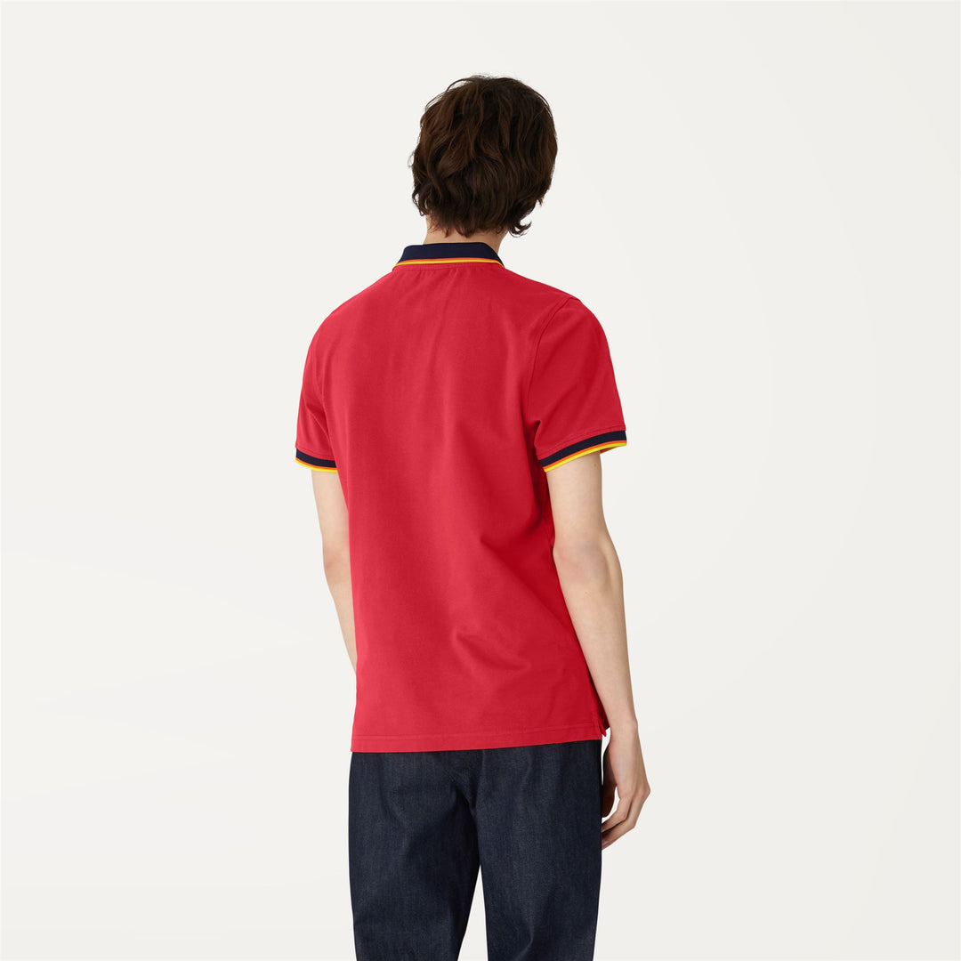 Polo Shirts Man VINCENT TOTAL CONTRAST STRETCH Polo RED Dressed Front Double		