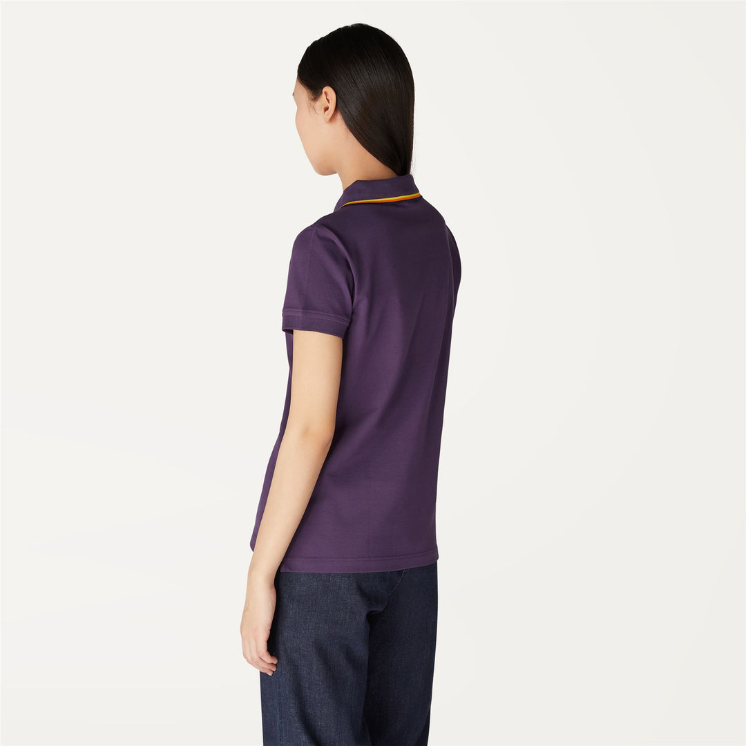 Polo Shirts Woman ALIZEE STRETCH Polo VIOLET Dressed Front Double		