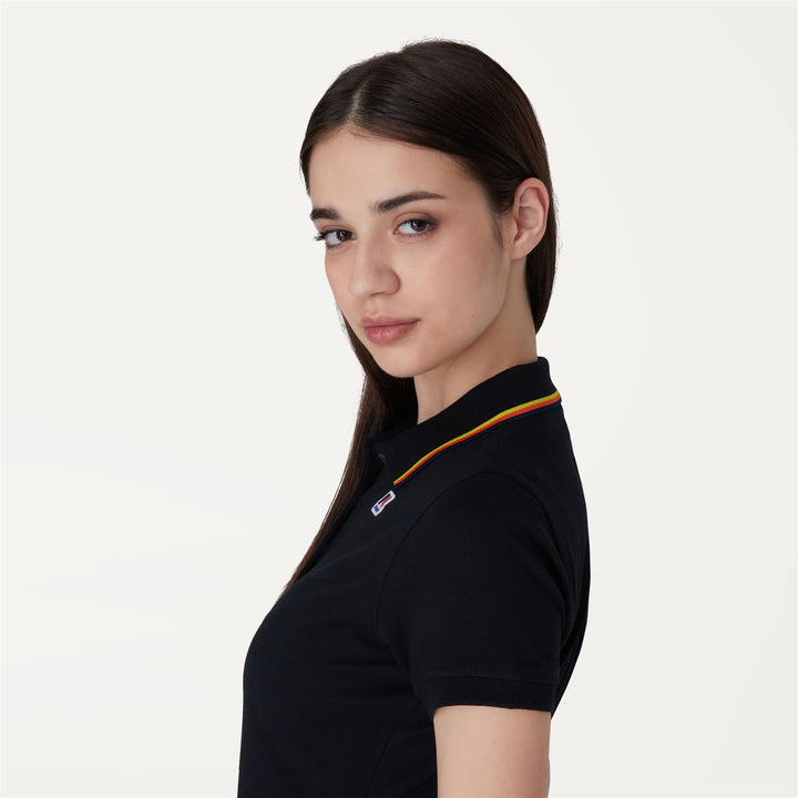 Polo Shirts Woman ALIZEE STRETCH Polo BLACK PURE Detail Double				