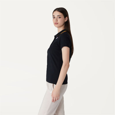 Polo Shirts Woman ALIZEE STRETCH Polo BLACK PURE Detail (jpg Rgb)			