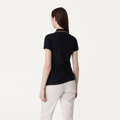 Polo Shirts Woman ALIZEE STRETCH Polo BLACK PURE Dressed Front Double		