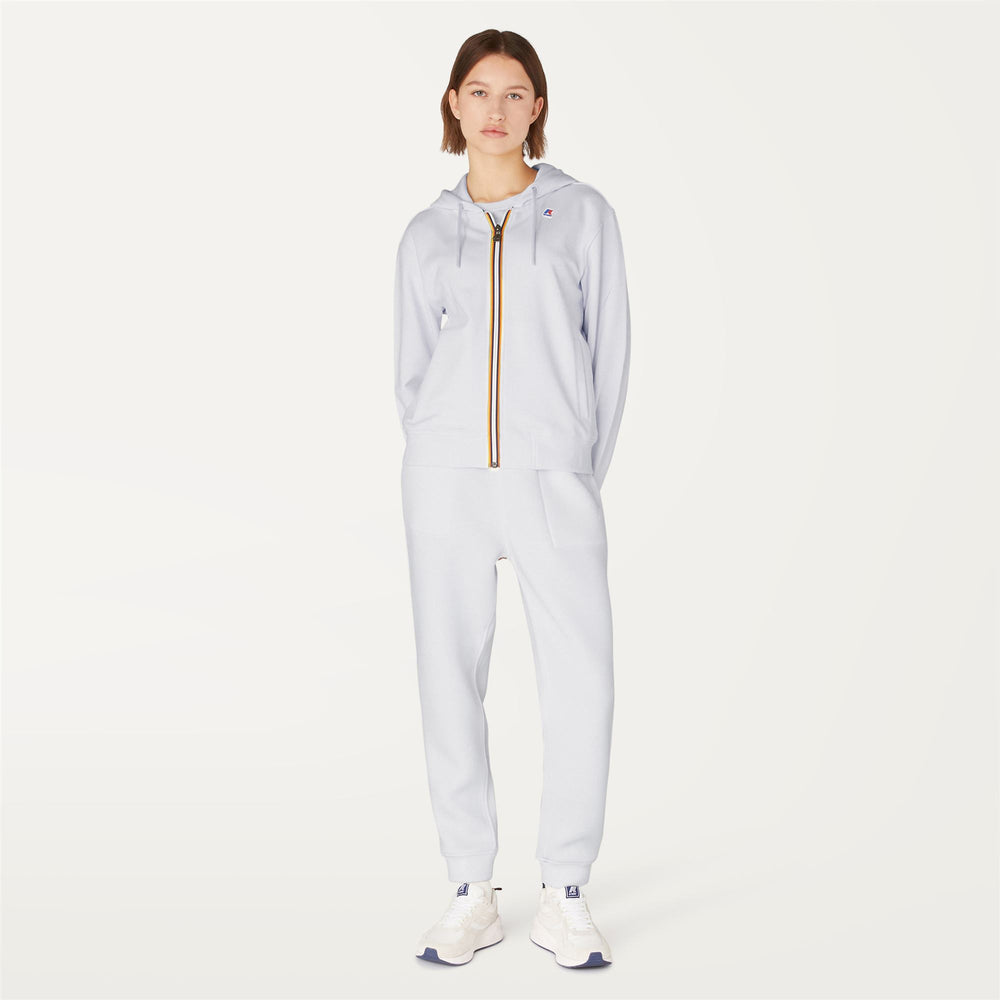 Pantaloni da Jogging Caldi Donna Grigio Bianco con Vita Regolabile 02