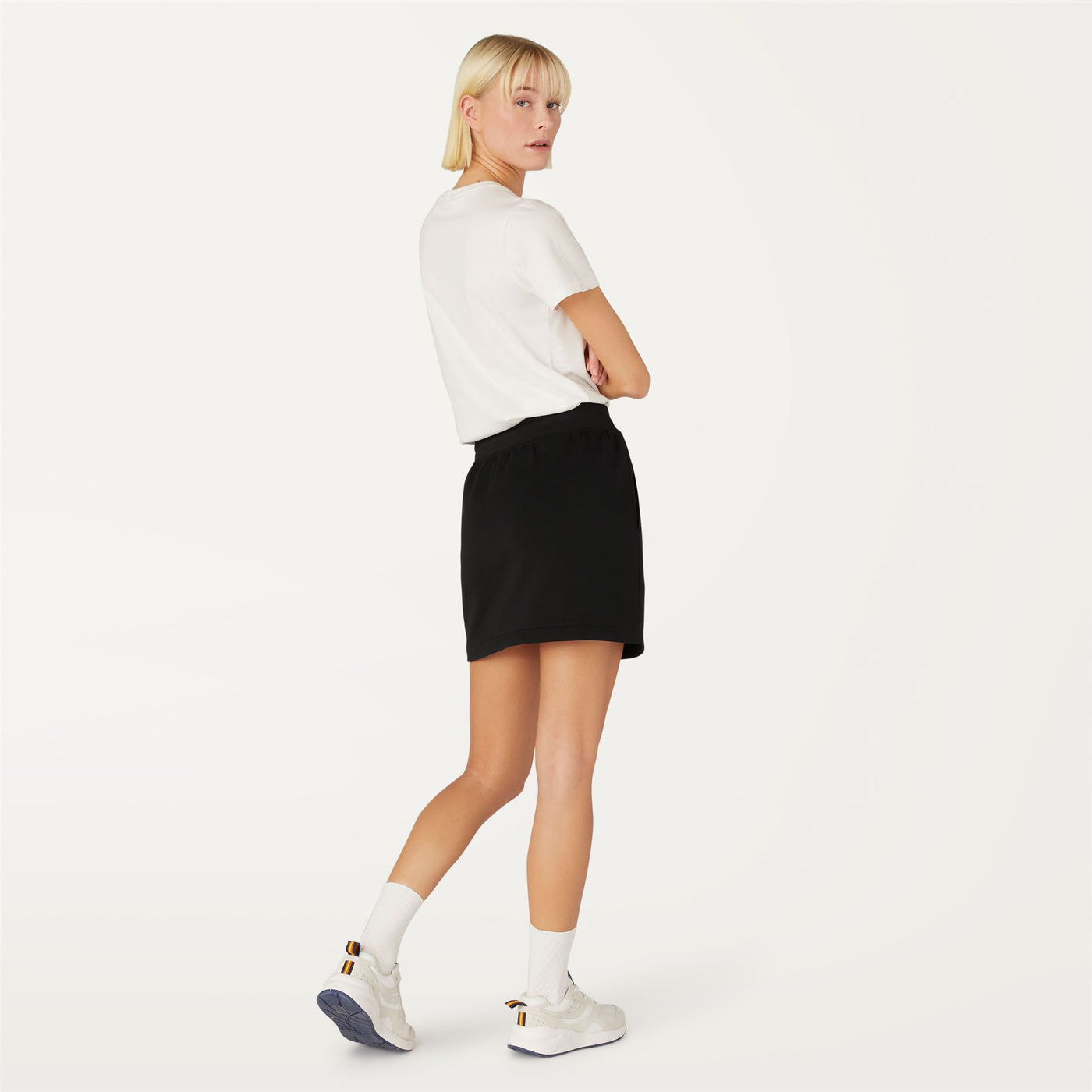 Skirts Woman JOSETTE LIGHT SPACER Short BLACK PURE Dressed Front Double		