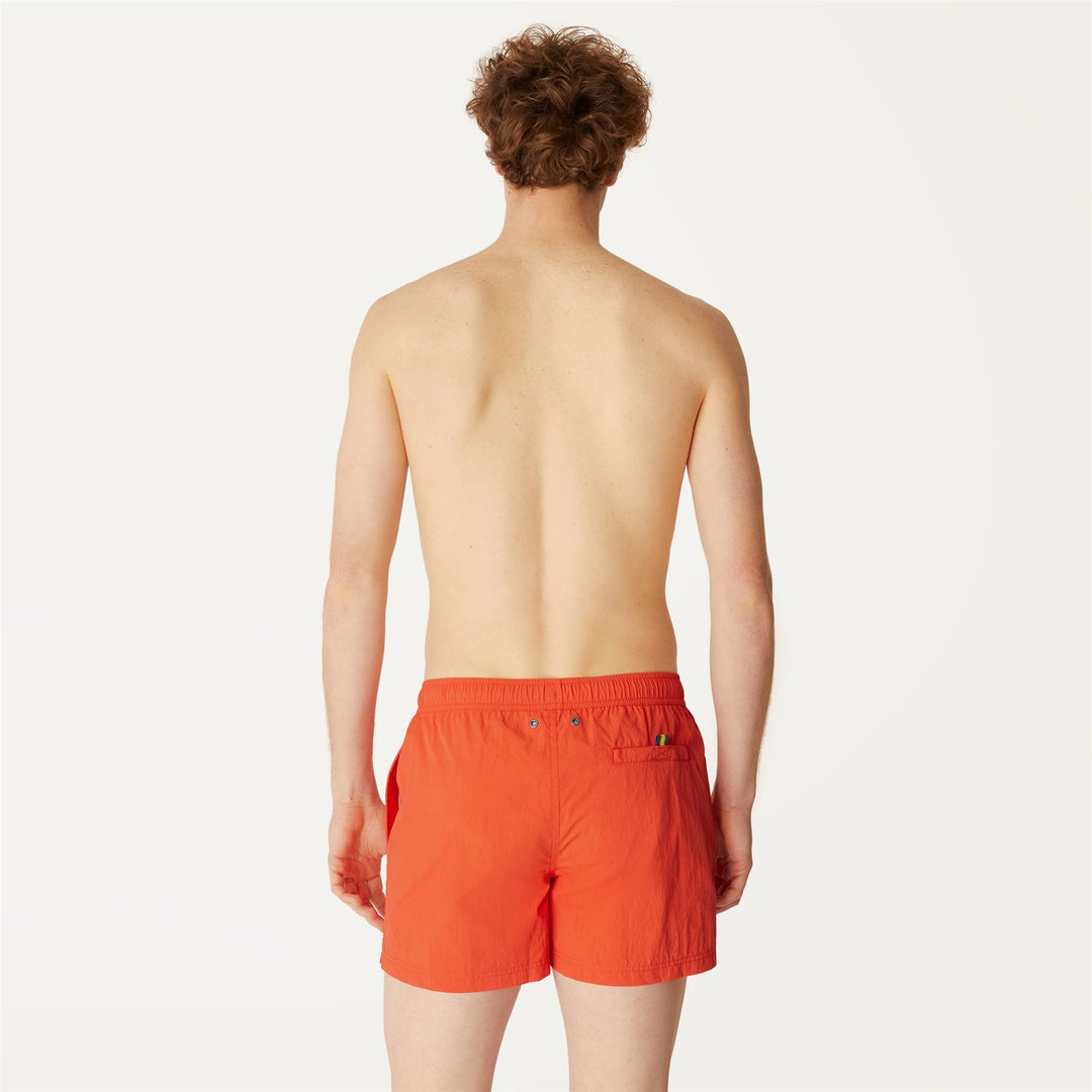 Bathing Suits Man HAZEL MACRO LOGO Swimming Trunk ORANGE | kway Dressed Front Double		