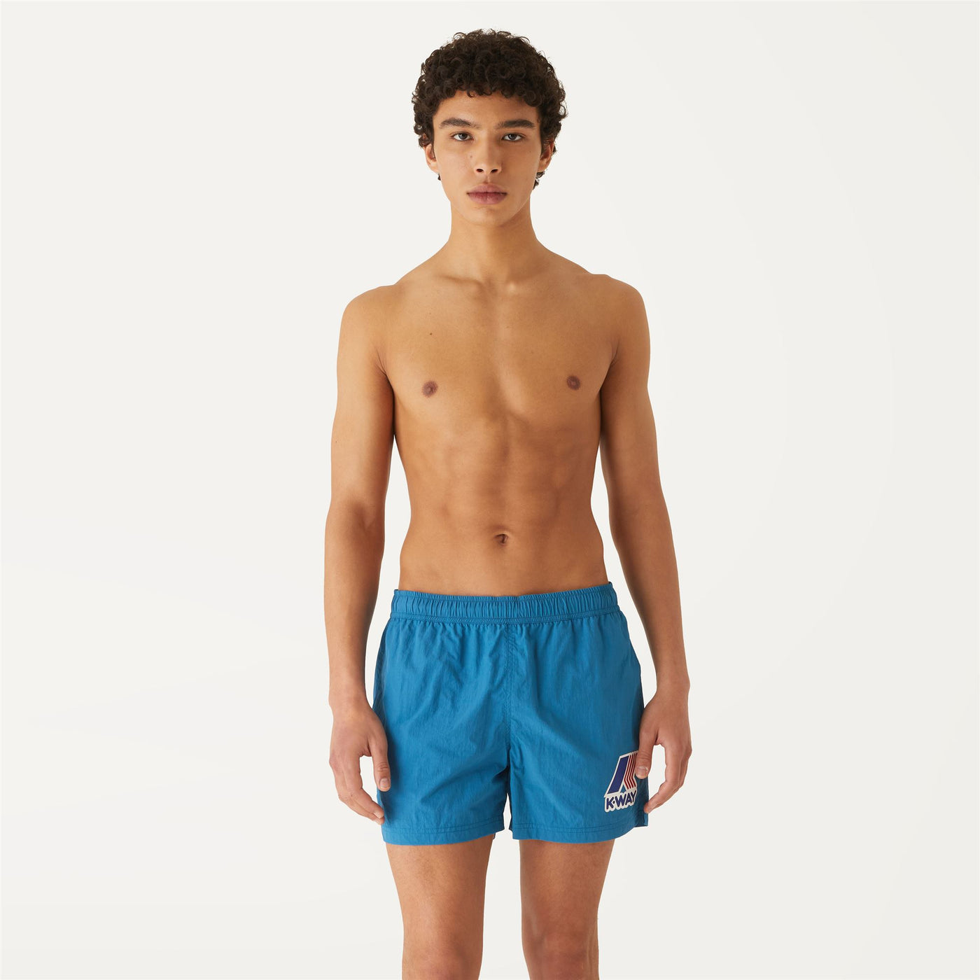 Bathing Suits Man HAZEL MACRO LOGO Swimming Trunk BLUE TURQUOISE | kway Dressed Back (jpg Rgb)		