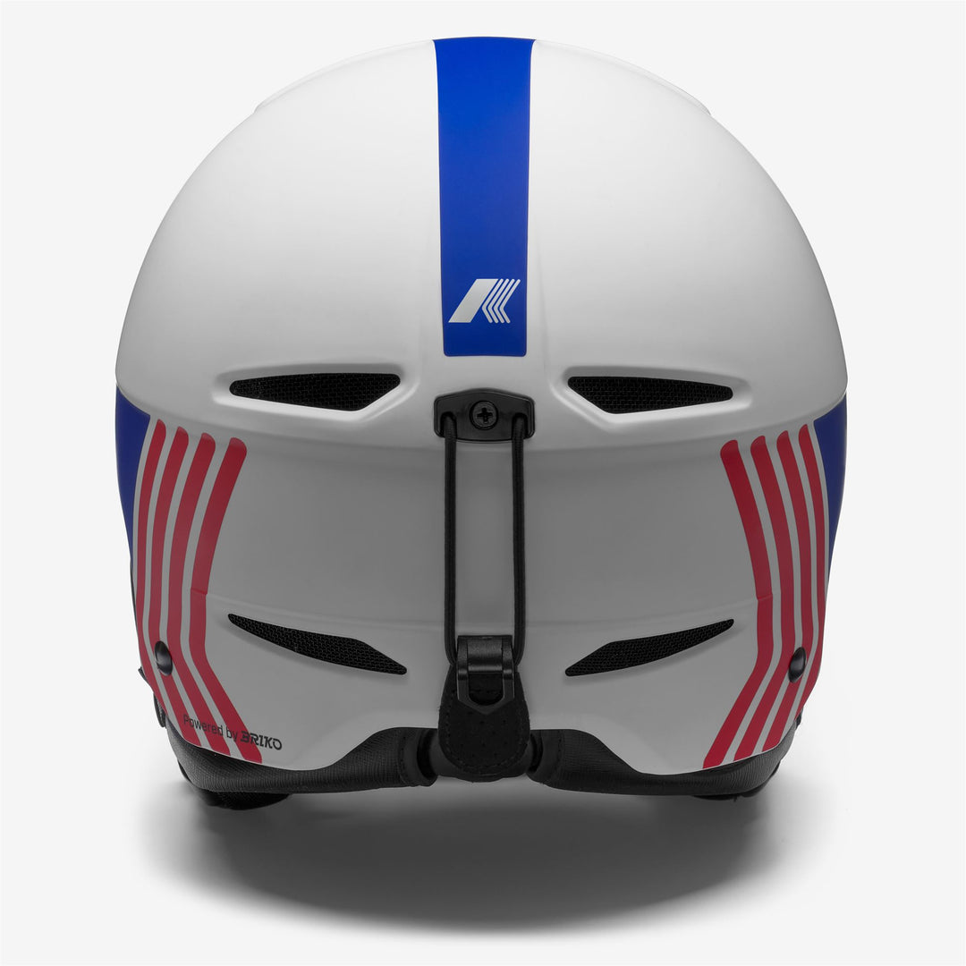 Helmets Unisex FAITO K-Way Helmet WHITE-BLUE LOGO-RED LOGO Dressed Back (jpg Rgb)		