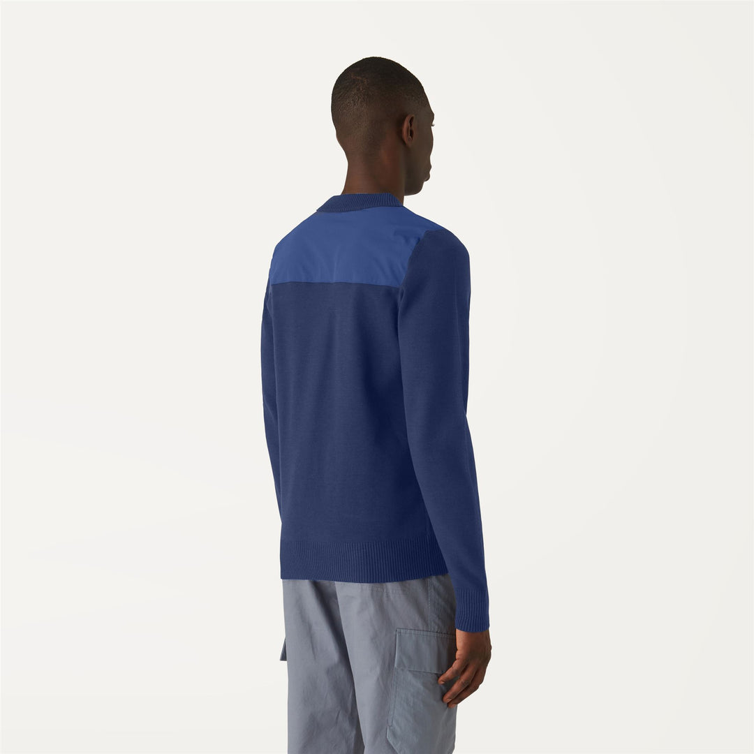Knitwear Man JAIME Pull  Over BLUE MEDIEVAL Dressed Front Double		