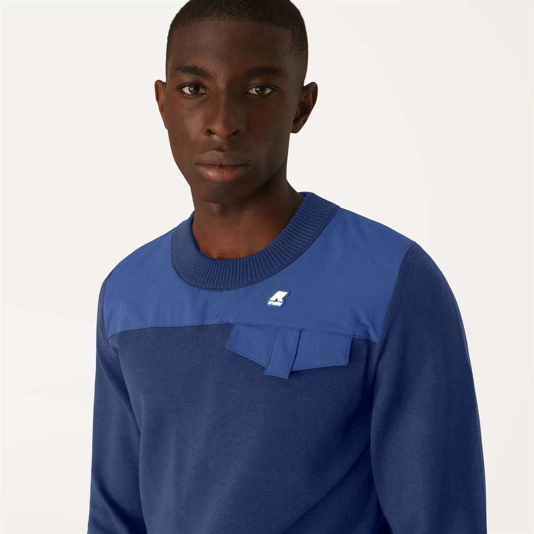 Knitwear Man JAIME Pull  Over BLUE MEDIEVAL Detail Double				