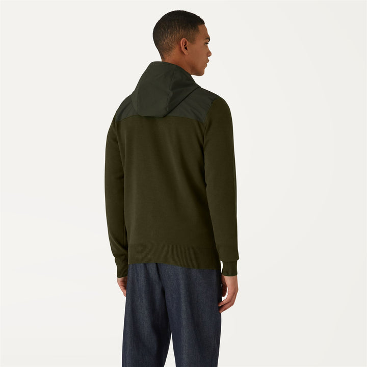 Knitwear Man ANDER Jacket GREEN BLACKISH Dressed Front Double		