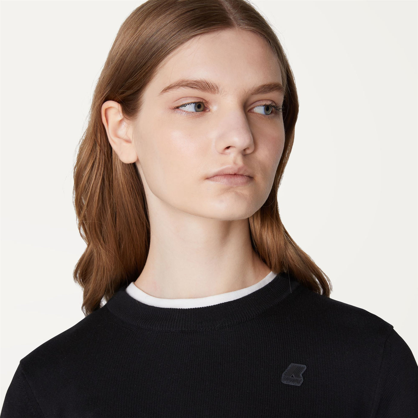 Knitwear Woman ESTELLE PLAIN STITCH Pull  Over BLACK PURE | kway Detail Double				