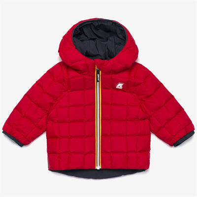 Jackets Kid unisex E. JACK ST THERMO DOUBLE Short BLUE DEPTH - RED Dressed Side (jpg Rgb)		