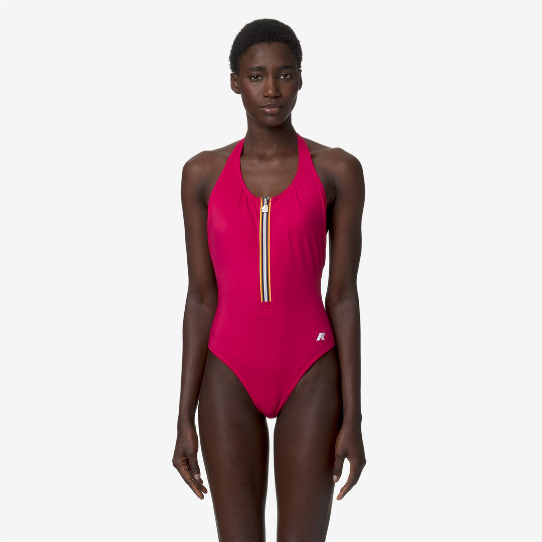 Bathing Suits Woman Sylvie Beach Swimsuit RED RUBINE Dressed Back (jpg Rgb)		