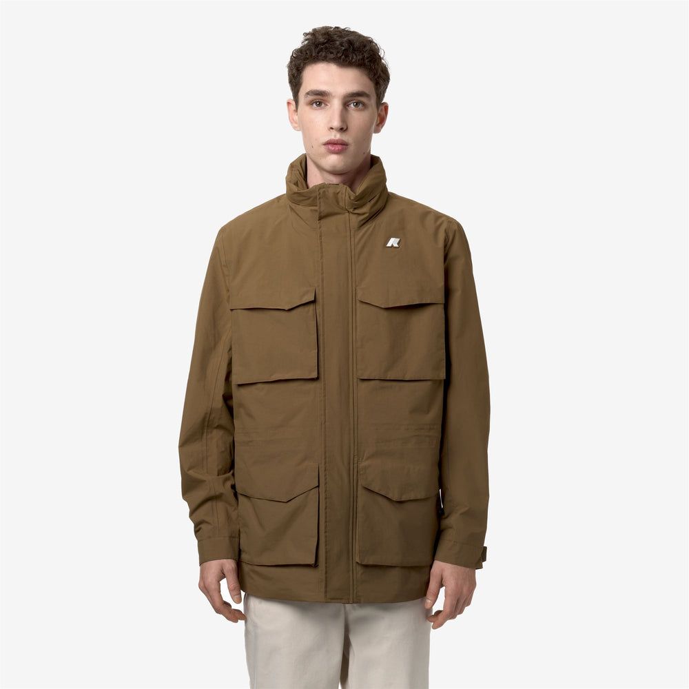 Brown Green Men's Eco-Friendly Spring Jacket with Waterproof Features 02