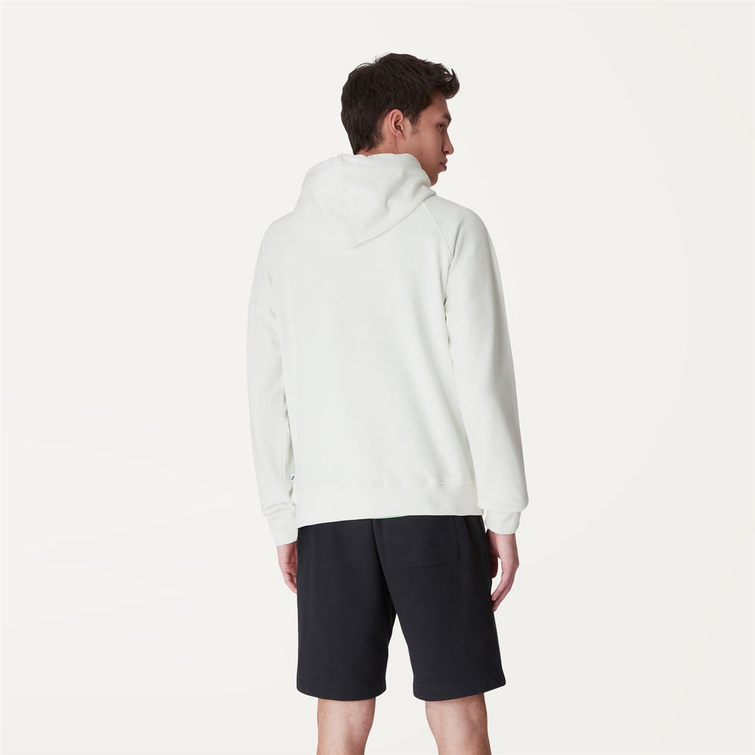 Fleece Man ALBAN LOGO Pull  Over WHITE Dressed Front Double		