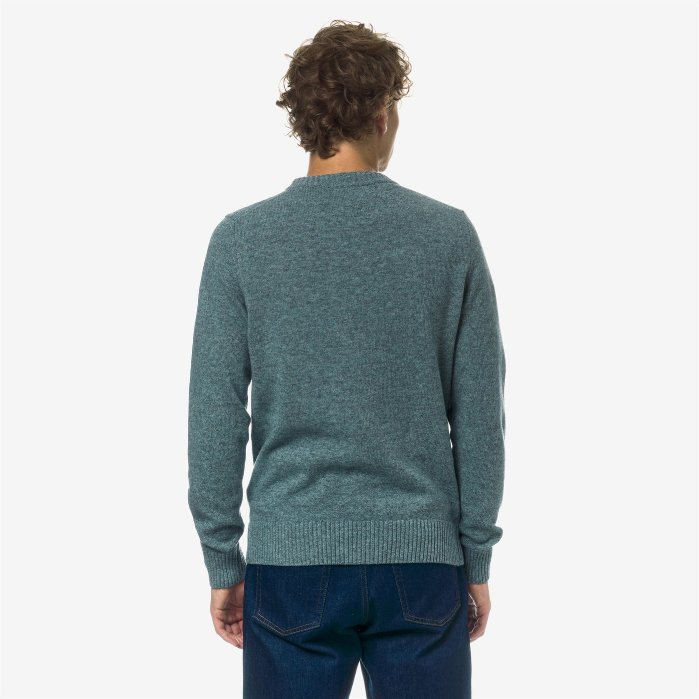 Knitwear Man SEBASTIEN LAMBSWOOL Pull  Over GREEN ACQUAMARINA Dressed Front Double		