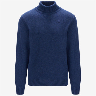 Knitwear Man HENRY LAMBSWOOL Pull  Over BLUE MEDIEVAL Photo (jpg Rgb)			