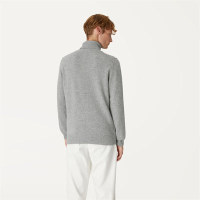 Knitwear Man HENRY LAMBSWOOL Pull  Over GREY MD STEEL Dressed Front Double		