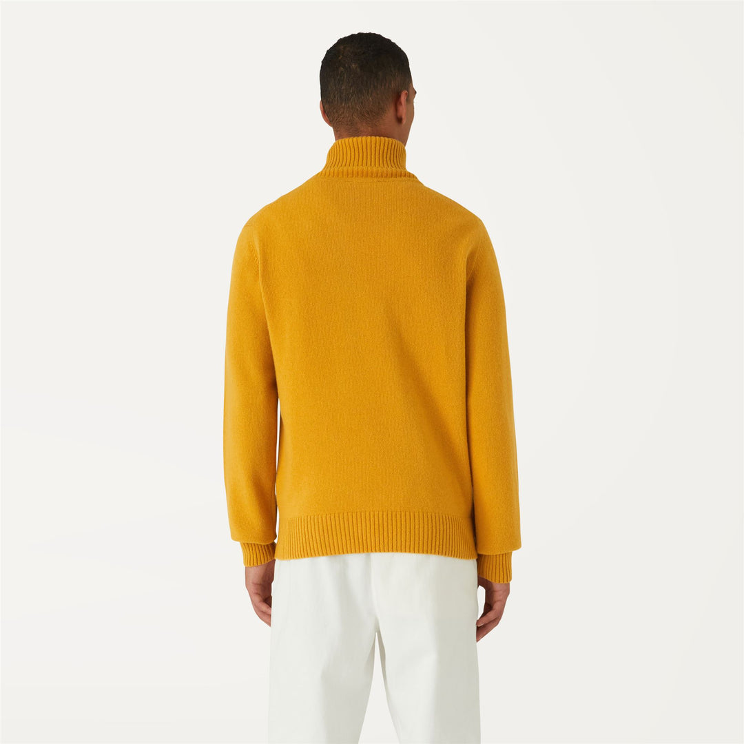 Knitwear Man HENRY LAMBSWOOL Pull  Over YELLOW RASPBERRY Dressed Front Double		