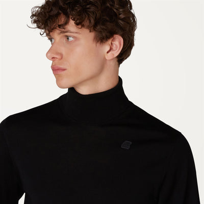 Knitwear Man HENRY MERINO Pull  Over BLACK PURE Detail Double				