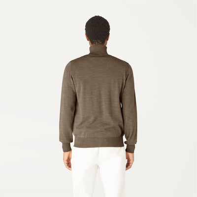Knitwear Man HENRY MERINO Pull  Over BEIGE TAUPE Dressed Front Double		