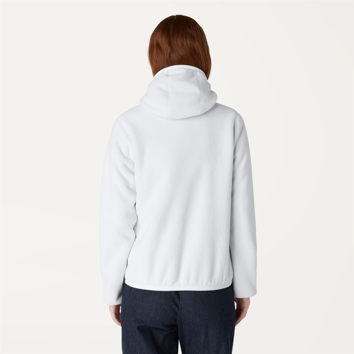 Chaqueta de forro polar reversible beige gris para mujer con capucha ajustable 6