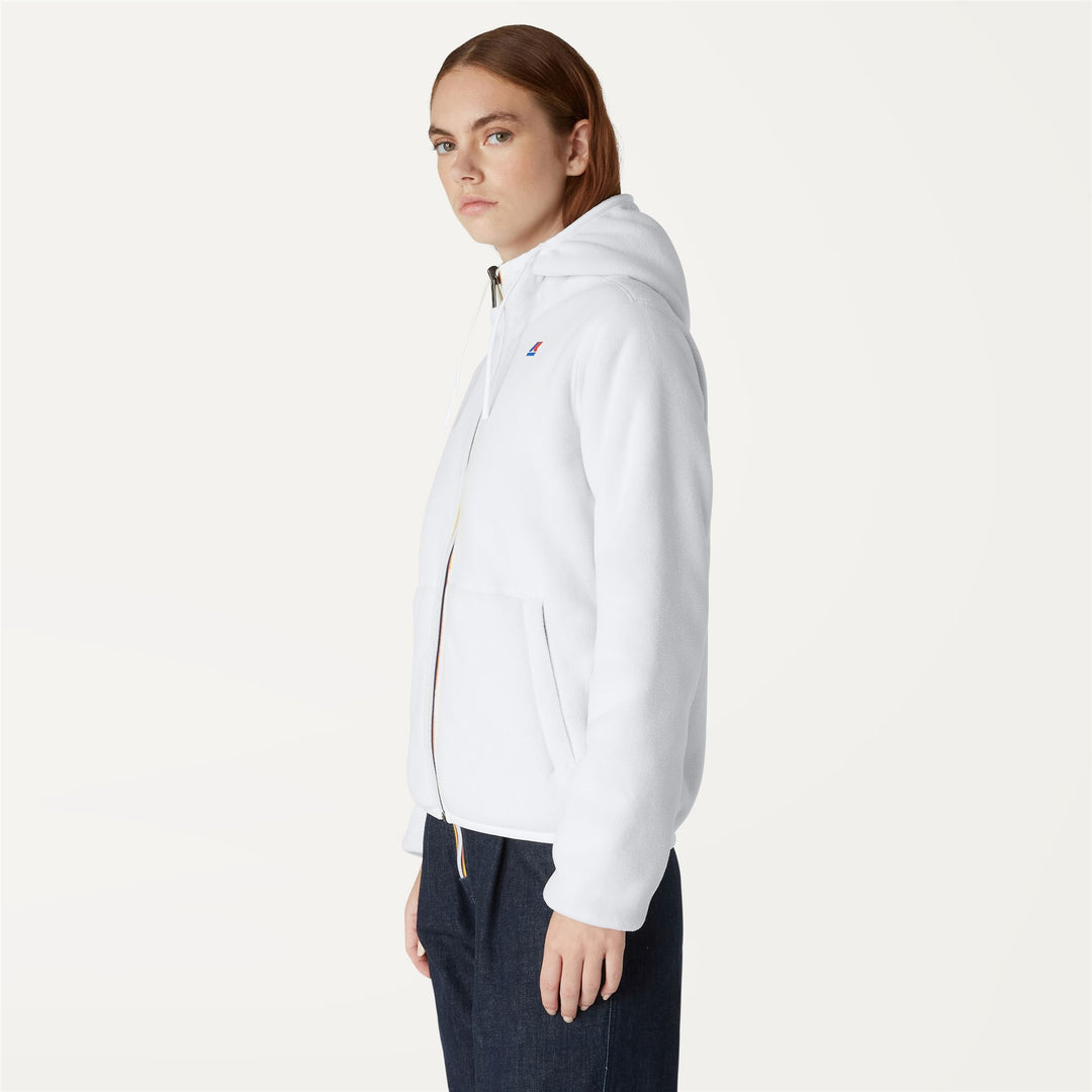 Chaqueta de forro polar reversible beige gris para mujer con capucha ajustable main