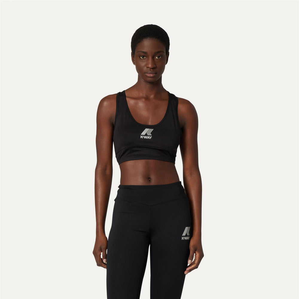 Top Stretch da Allenamento Donna Nero Grigio con Cuciture Ergonomiche 02