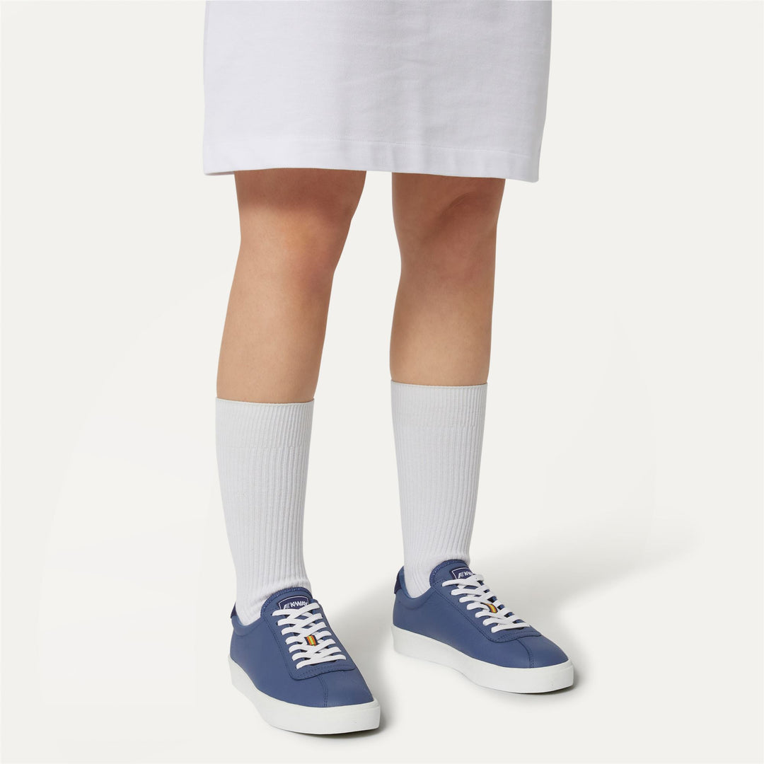 Sneakers Unisex CLUB K Low Cut BLUE INDIGO - WHITE Dressed Front Double		