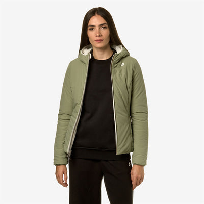 Jackets Woman LILY WARM DOUBLE Short WHITE G-GREEN S Detail Double				
