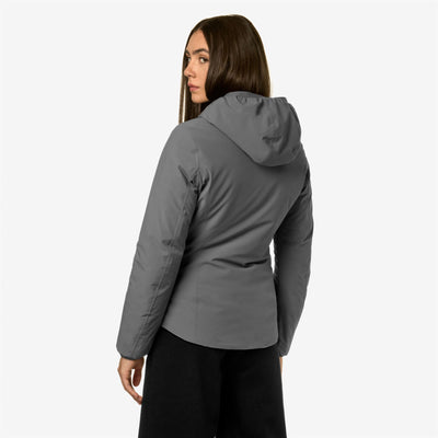 Jackets Woman LILY WARM DOUBLE Short GREY M-PINK A Dressed Front Double		