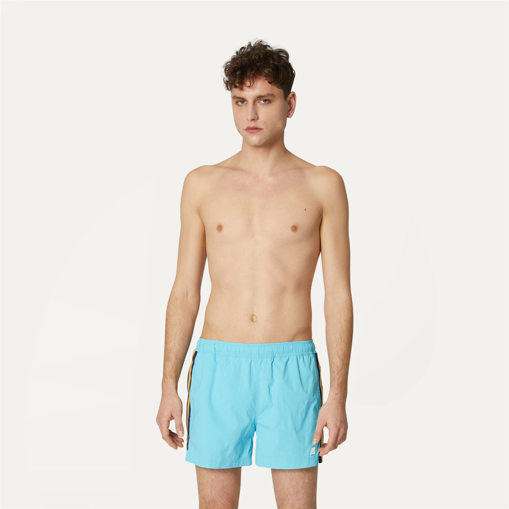 Dusty blue Men's St Tropez Swimming Trunks with Quick-Dry Fabric 02
