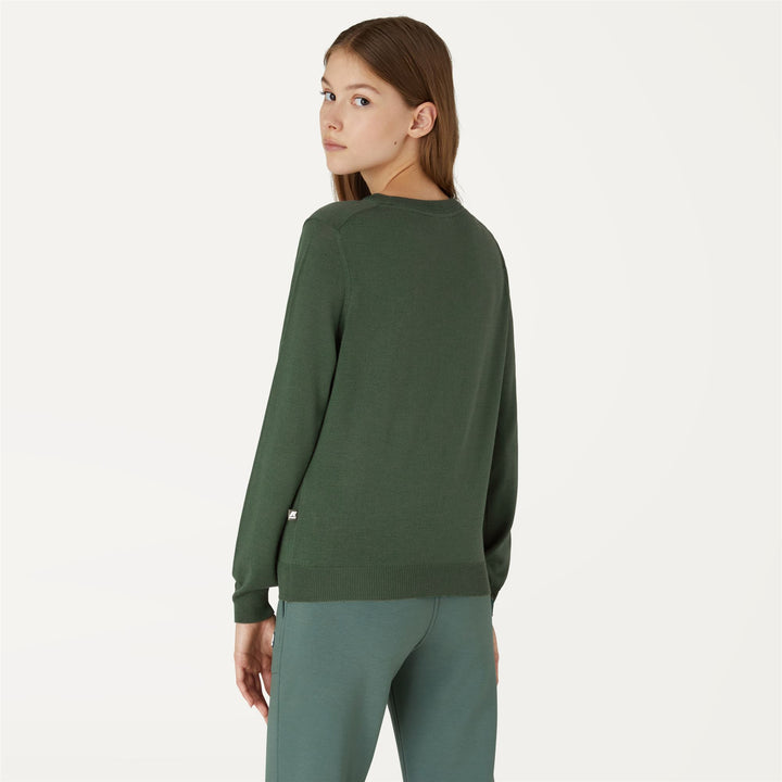 Knitwear Woman ABBI MERINO Pull  Over GREEN LAUREL Dressed Front Double		