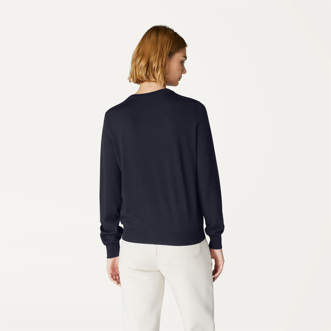 Knitwear Woman ABBI MERINO Pull  Over BLUE DEPTH Dressed Front Double		