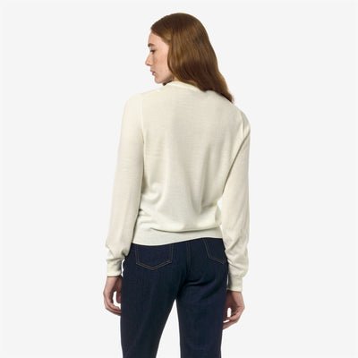 Knitwear Woman ABBI MERINO Pull  Over WHITE PRISTINE Dressed Front Double		