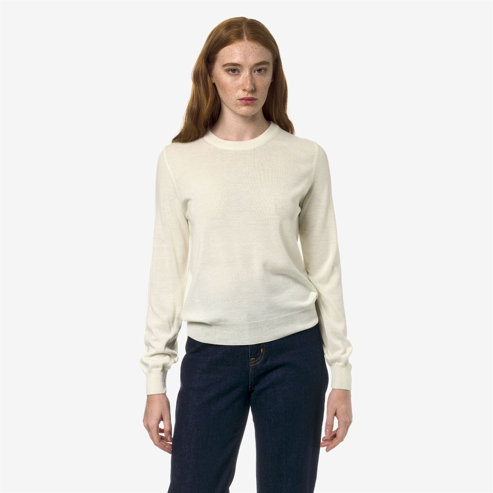 Pullover a Collo Alto Donna in Lana Merino Bianco Pristine 02