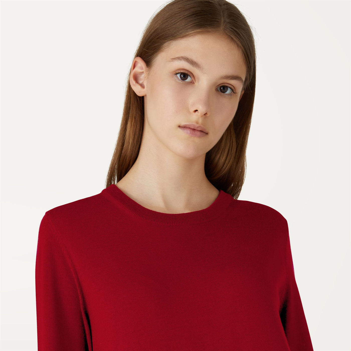 Knitwear Woman ABBI MERINO Pull  Over RED DK Detail Double				